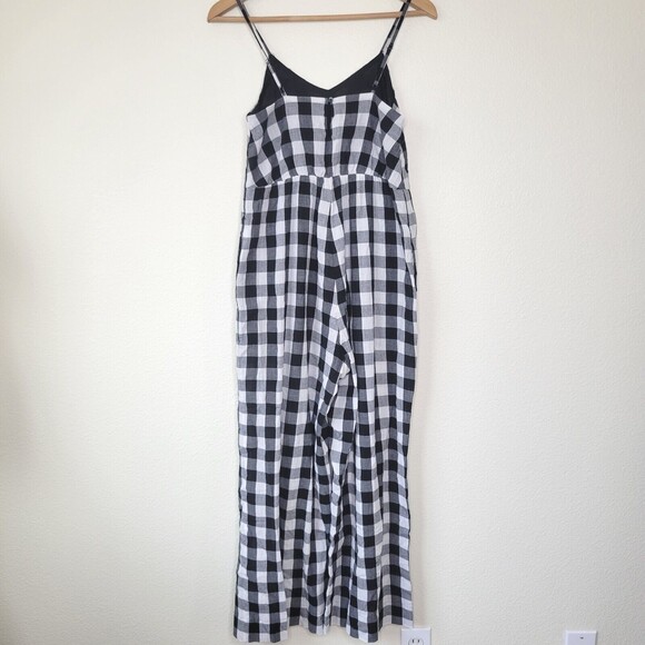 Madewell Cami Wide-Leg Jumpsuit in Gingham Check black and white Size XXS - Picture 14 of 15